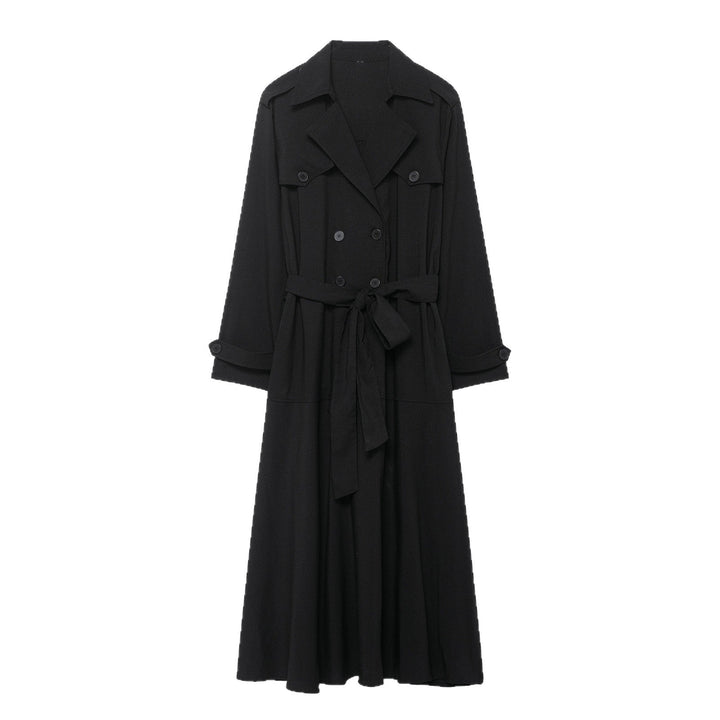 Damska Maxi Trench z figure-flattering wiązanym paskiem i podwójna guzikami listwą Lumaza