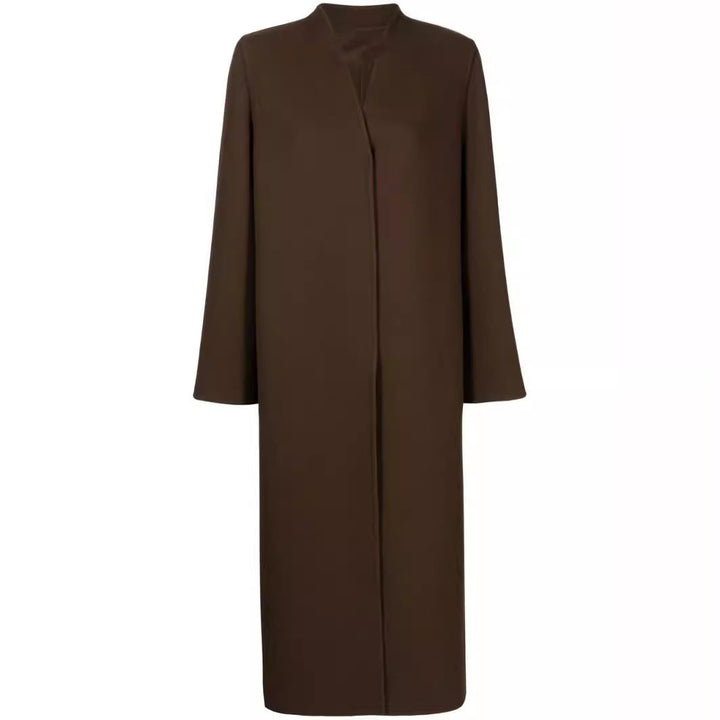 Damska Maxi-Length Minimalist płaszcz z Concealed przodem i boxy na ramiona Lumaza