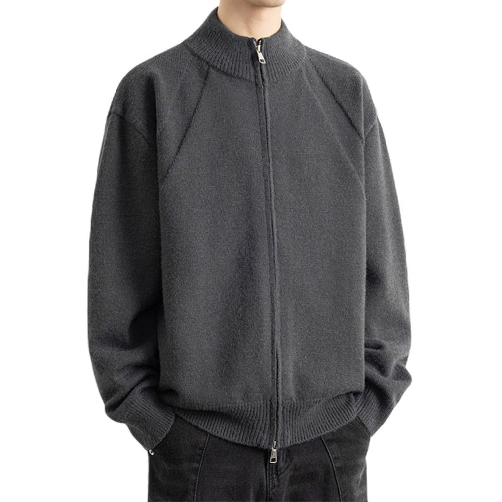 Męska Stylowy Zip-Up Kardigan