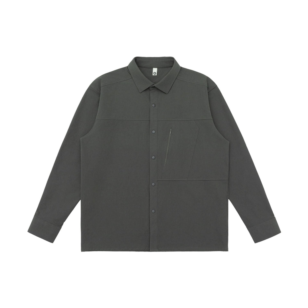 Unisex Oversize Kurtka koszulowa w Utility Styl z ukryty nap listwa i diagonal zamek kieszeń