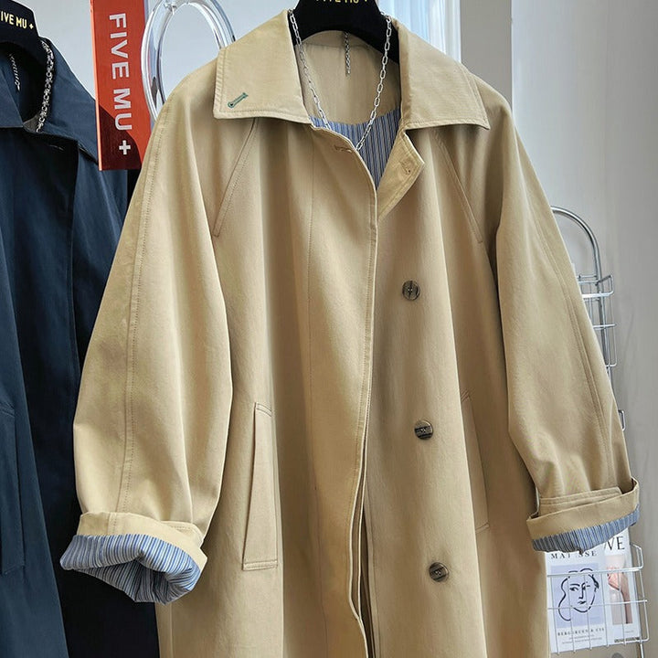 Damska oversize trencz z Raglan rękawami, Concealed guzikami listwą &amp; regulowanym Cuffs Lumaza