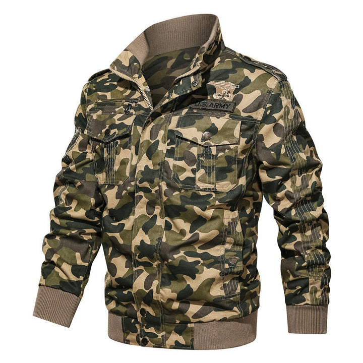 Męski Camouflage Field Blouson w Miejski Military Styl z Ribbed Mankiety i Wiele Kieszenie