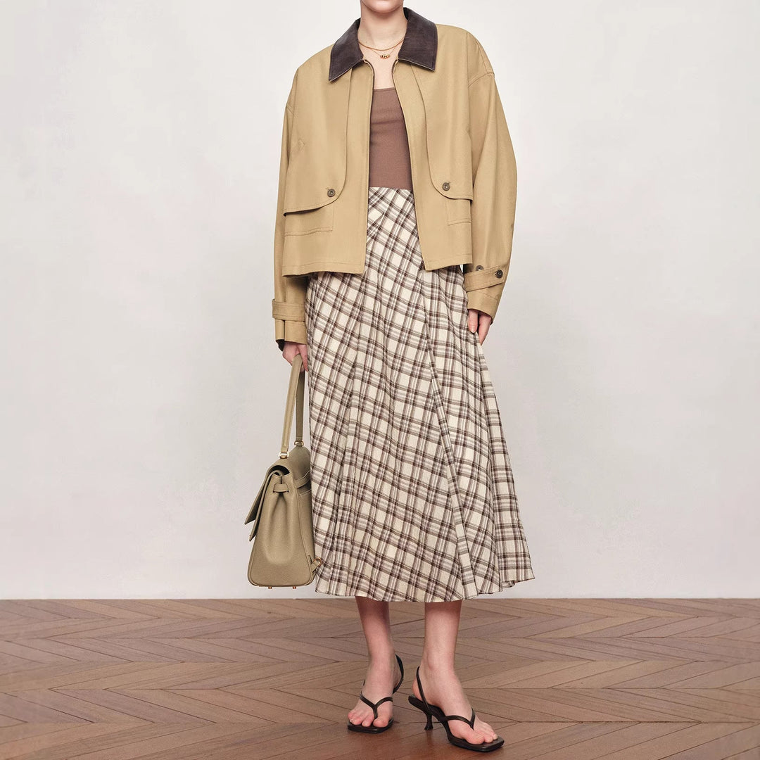 Damska codzienna i Fashionable Transition kurtka z Contrasting kołnierzem Lumaza