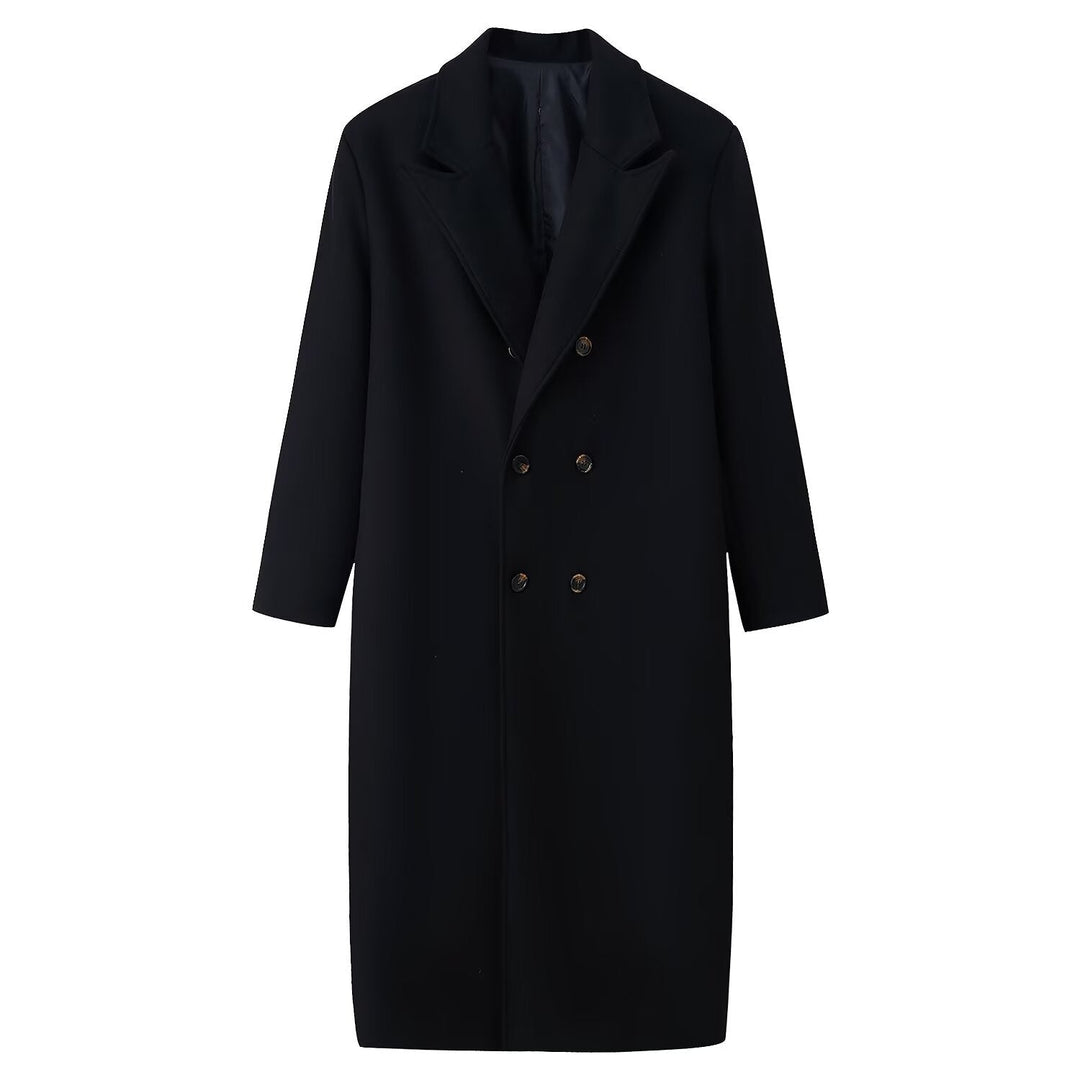 Męska Double-Breasted długa płaszcz z Narrow Lapels i Straight krój
