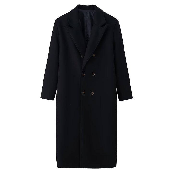 Męska Double-Breasted długa płaszcz z Narrow Lapels i Straight krój