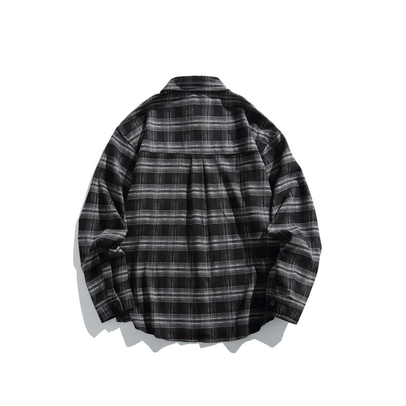 Męska Checkered koszula wierzchnia-kurtka w boxy-swobodny Fit