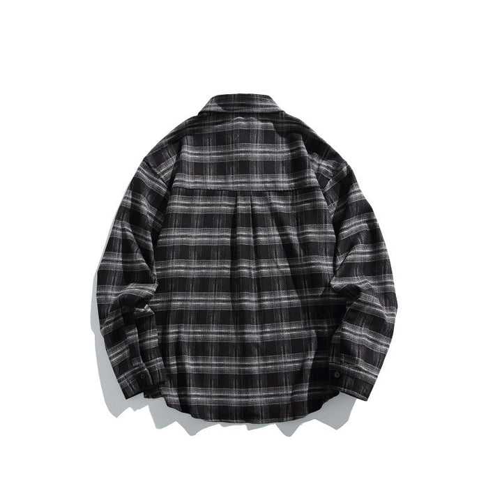 Męska Checkered koszula wierzchnia-kurtka w boxy-swobodny Fit