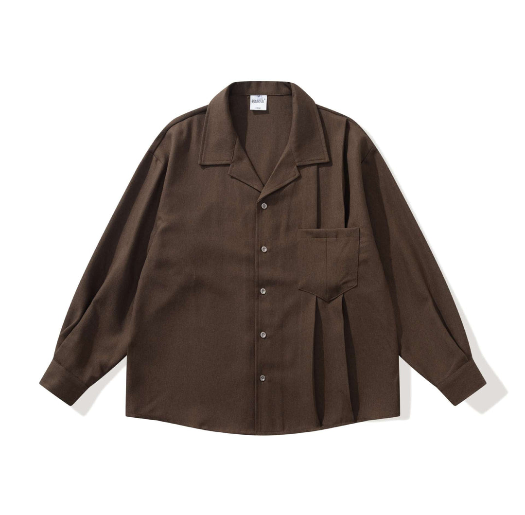 Unisex Oversize Kurtka koszulowa z Open Notch Kołnierz i Klatka piersiowa Kieszeń