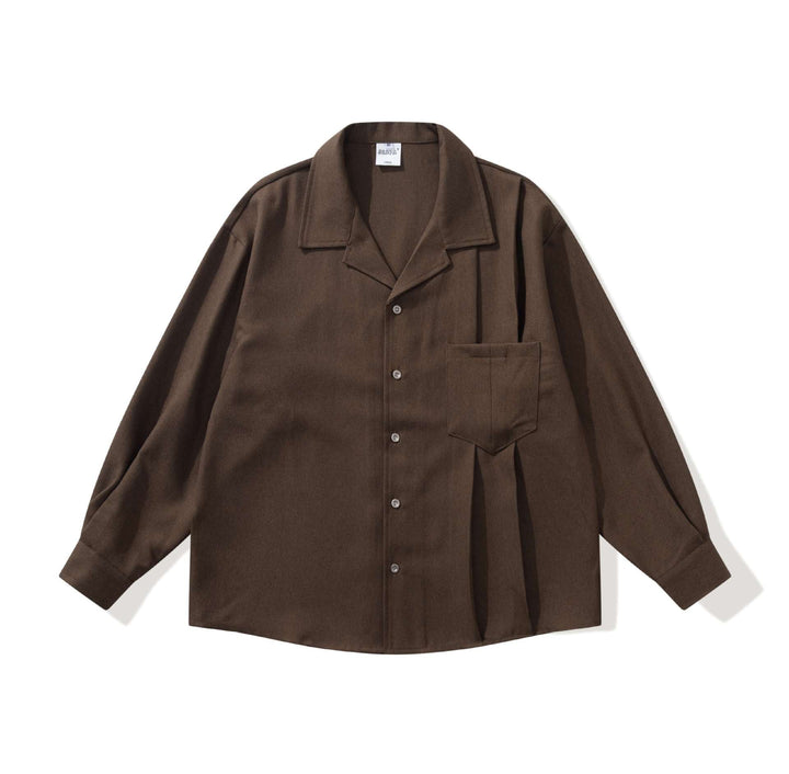 Unisex Oversize Kurtka koszulowa z Open Notch Kołnierz i Klatka piersiowa Kieszeń