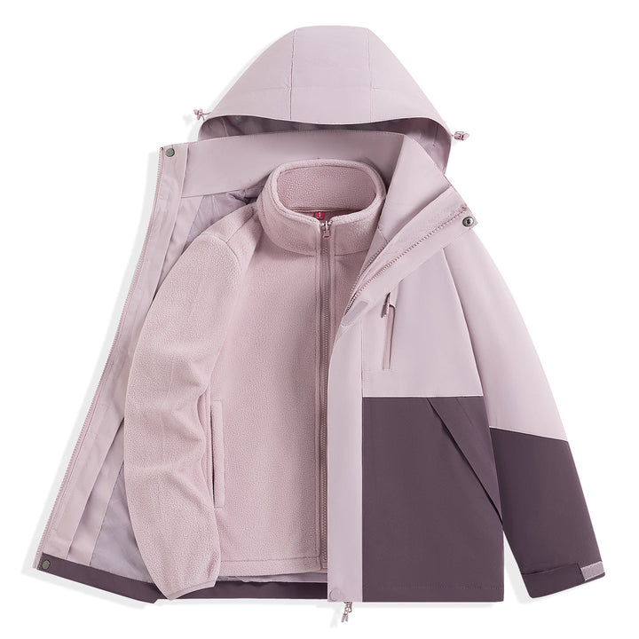 Męska two-warstwa outdoorowy parka z removable fleece wner kurtka i kapturem