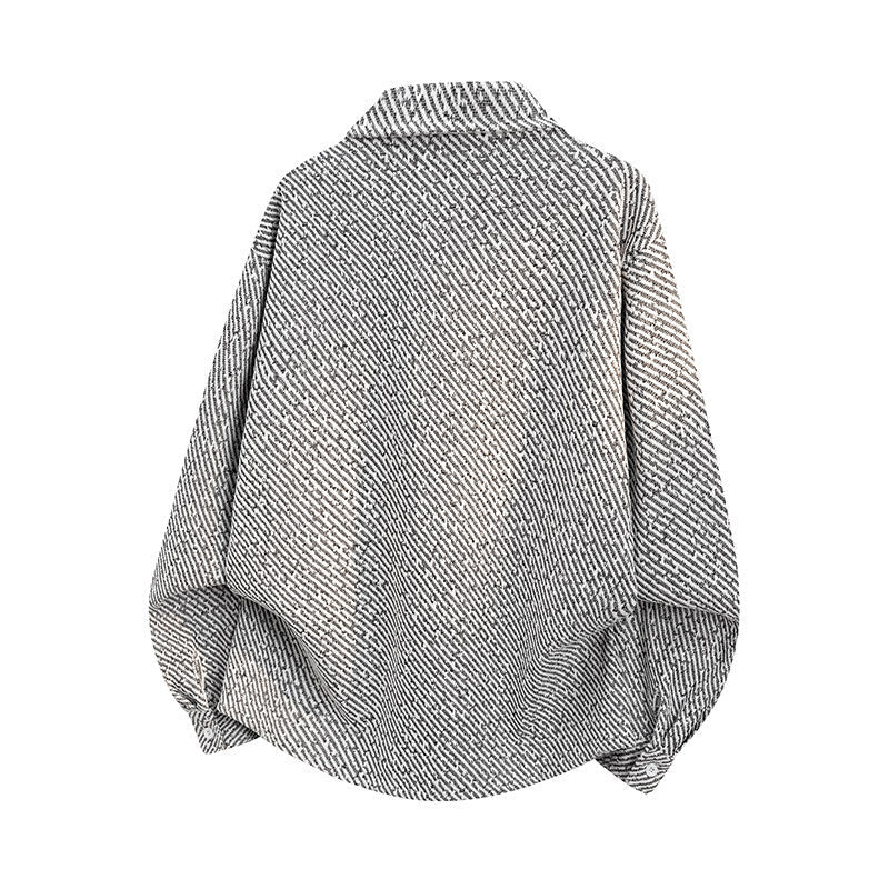 Damska oversize Texture koszulowa kurtka z Diagonal Structure i Chest Pocket Lumaza