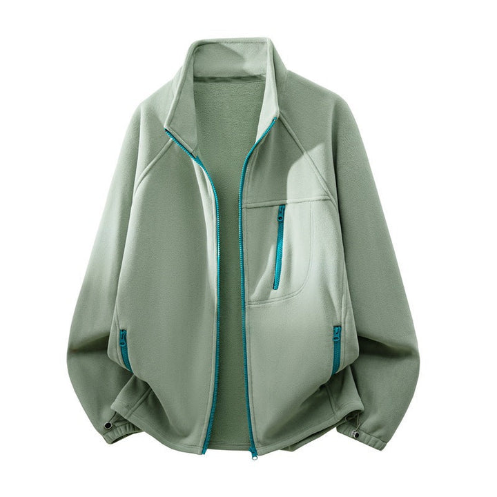 Kurtka męska polarowa z wysoki stójką, multiple zamkiem kieszeniami, i ergonomic raglan krój