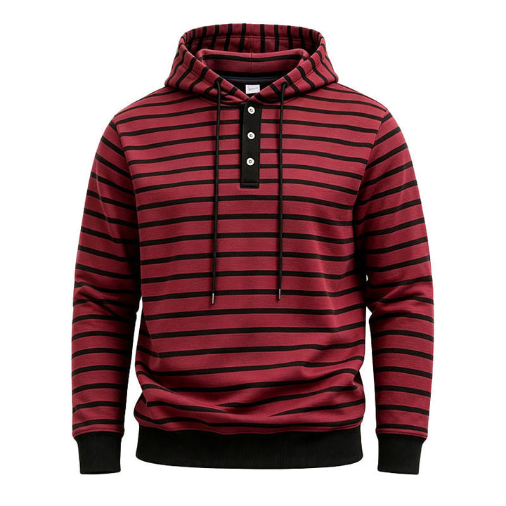 Męska z kapturem sweter z Listwa guzikowa i trendy stripe Wzór