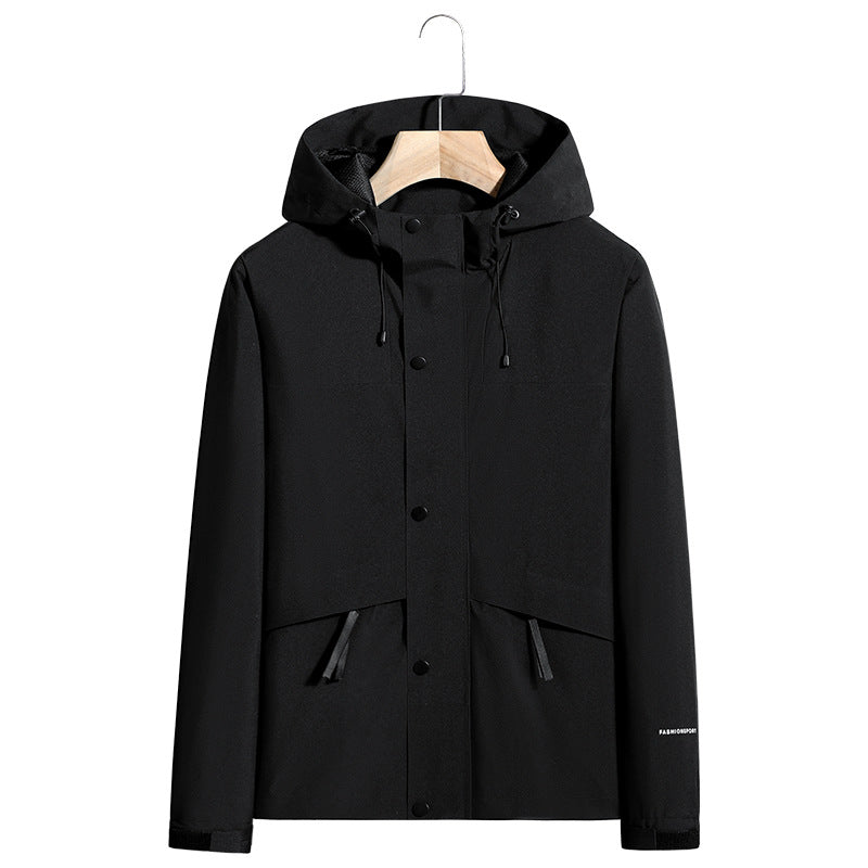 Męska lekka wodoodporny kapturemed softshell kurtka z ukryty Press Stud listwa i ściągaczem
