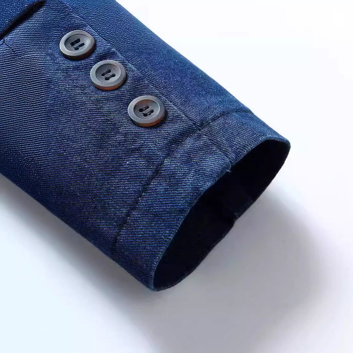 Męska denim marynarka w loose fit z lapel kołnierzem i naszywanymi kieszeniami