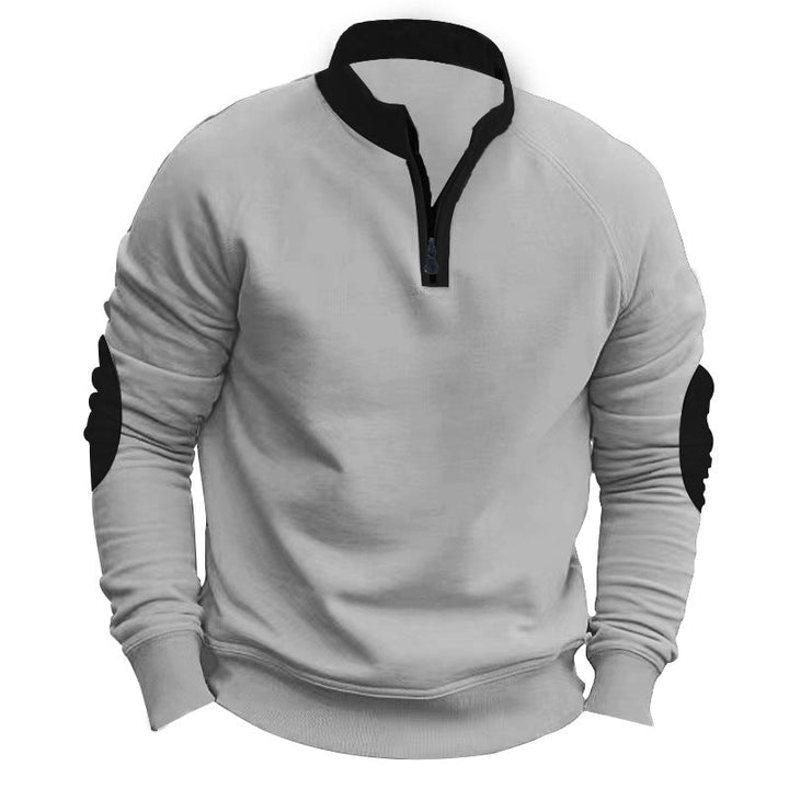 Męska raglanowy pulower z krótka zamek, Stójka i ergonomic elbow panels