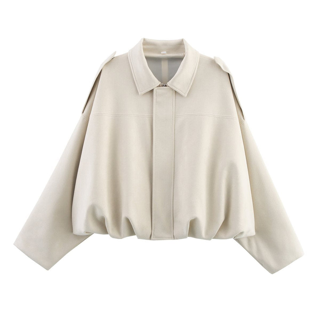 Damska oversize Suede Imitation krótka kurtka Lumaza