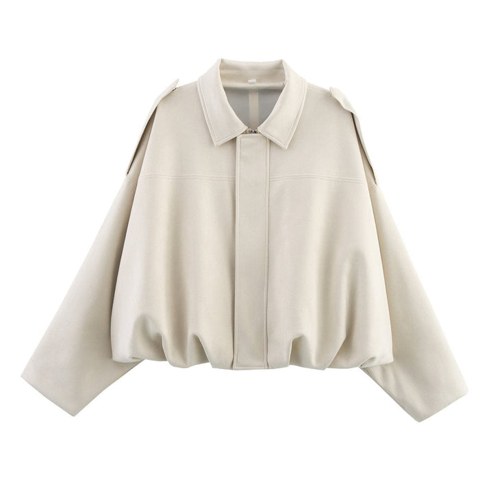 Damska oversize Suede Imitation krótka kurtka Lumaza