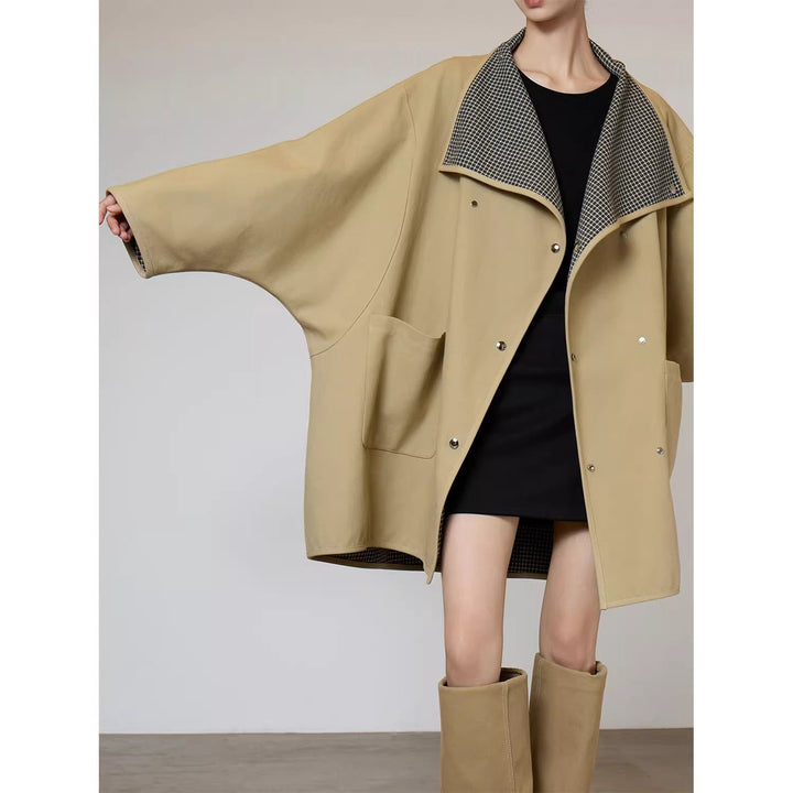 Damska oversize Transitional kurtka z Contrasting kołnierzem Lumaza