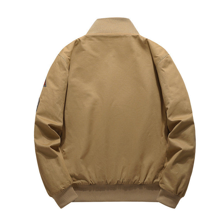 Męski Flight Kurtka z Sherpa Podszewka, Embroidered Naszywany Szczegóły, i Ribbed Dół