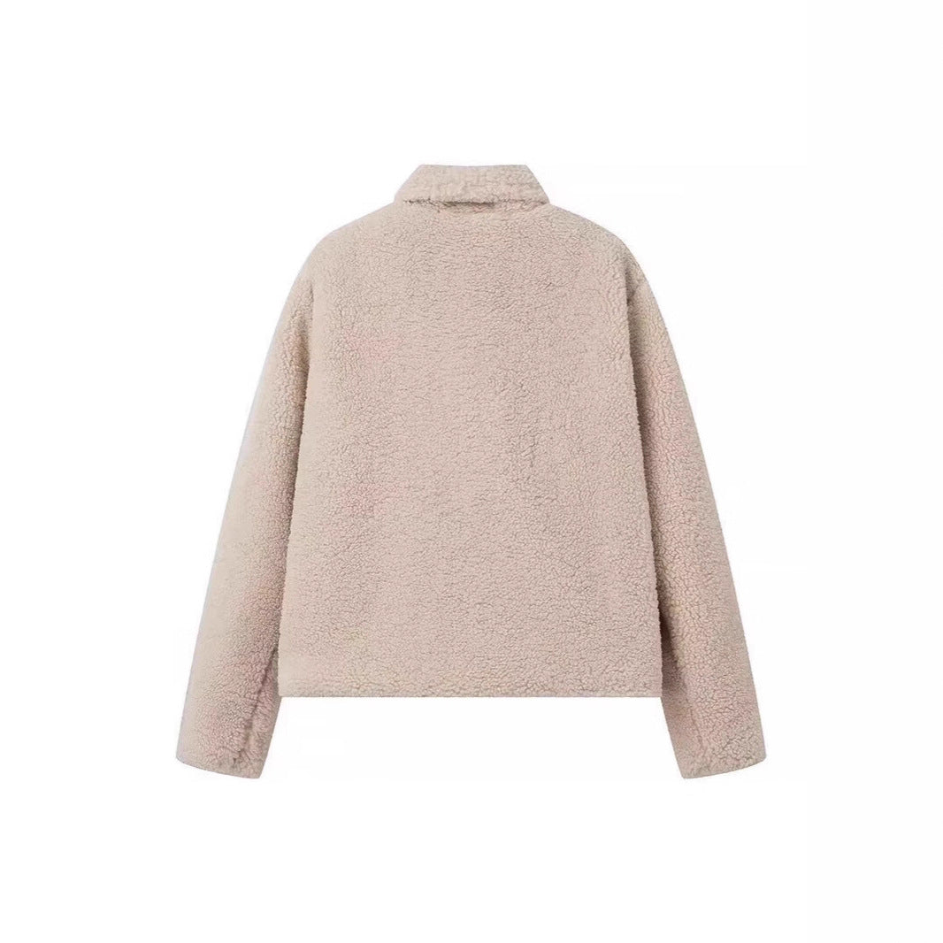 Damska teddy płaszcz made of faux shearling z oversize kołnierzem Lumaza
