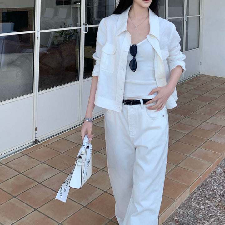Damska codzienna i Stylish Linen kurtka Lumaza
