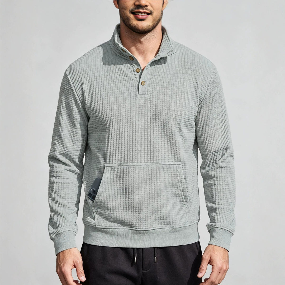 Męska Moda Sport Sweter z Listwa guzikowa