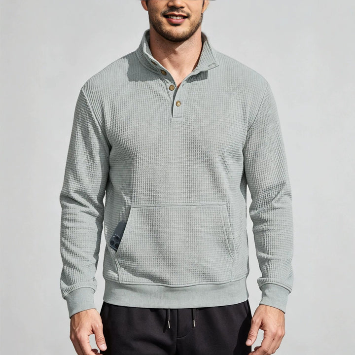 Męska Moda Sport Sweter z Listwa guzikowa