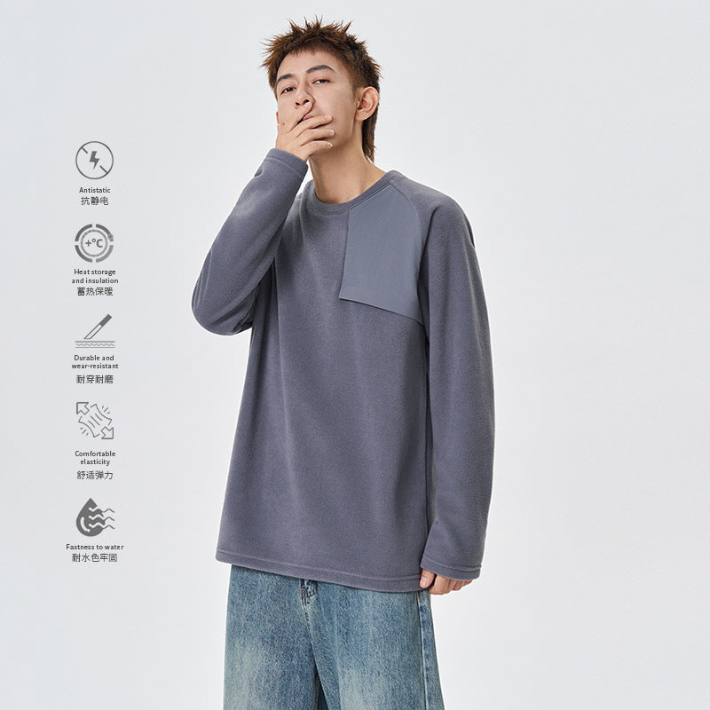 Herren Polar-Langarmshirt mit asymmetrischer Brustpasse und leichtem Stretch