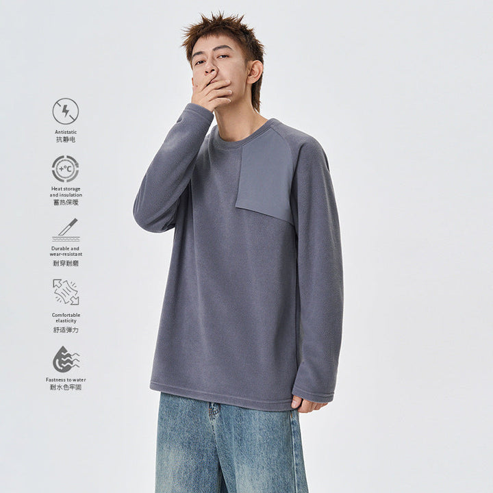 Herren Polar-Langarmshirt mit asymmetrischer Brustpasse und leichtem Stretch