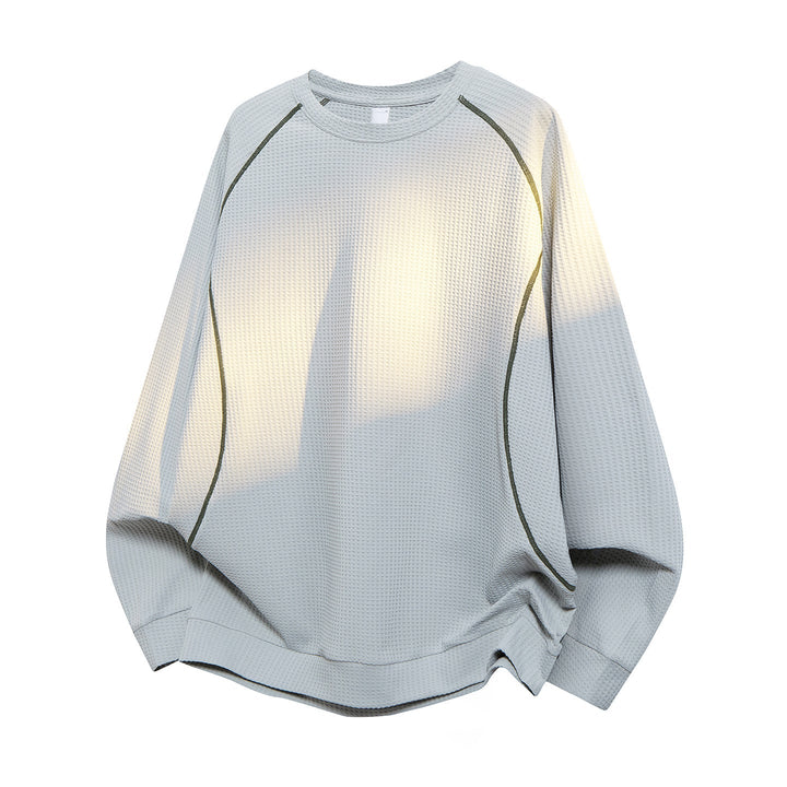 Męska Waffle Structure Oversize Bluza z Raglanowy Rękawy i Luźny krój