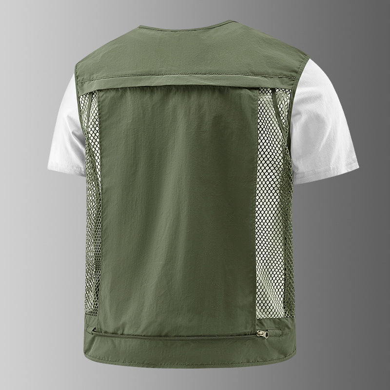 Męska Multifunctional outdoorowy utility kamizelka z numerous zamkiem kieszeniami, D-rwg i carabwer