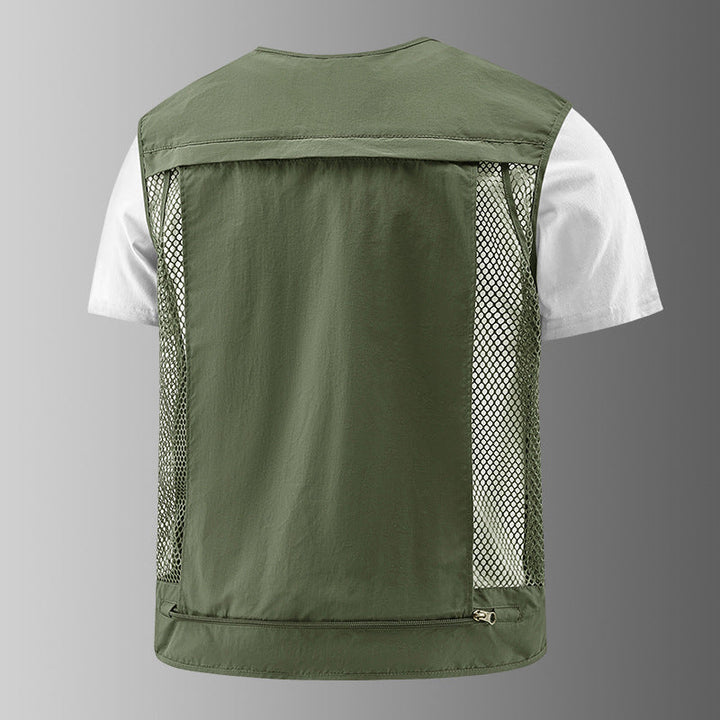 Męska Multifunctional outdoorowy utility kamizelka z numerous zamkiem kieszeniami, D-rwg i carabwer