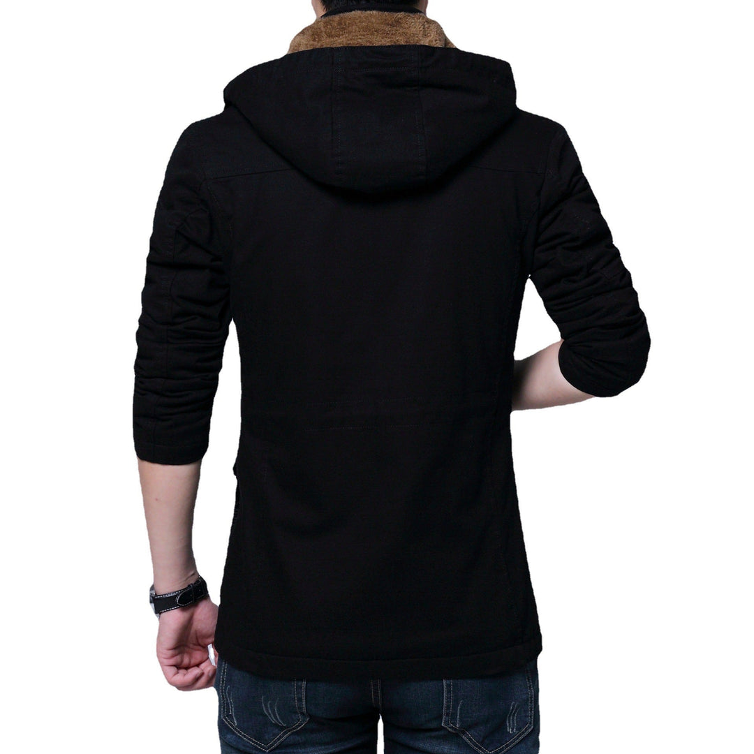Męski Płótno Parka z Z podszewką Kaptur, Multifunctional Kieszenie i Ukryty Zamek