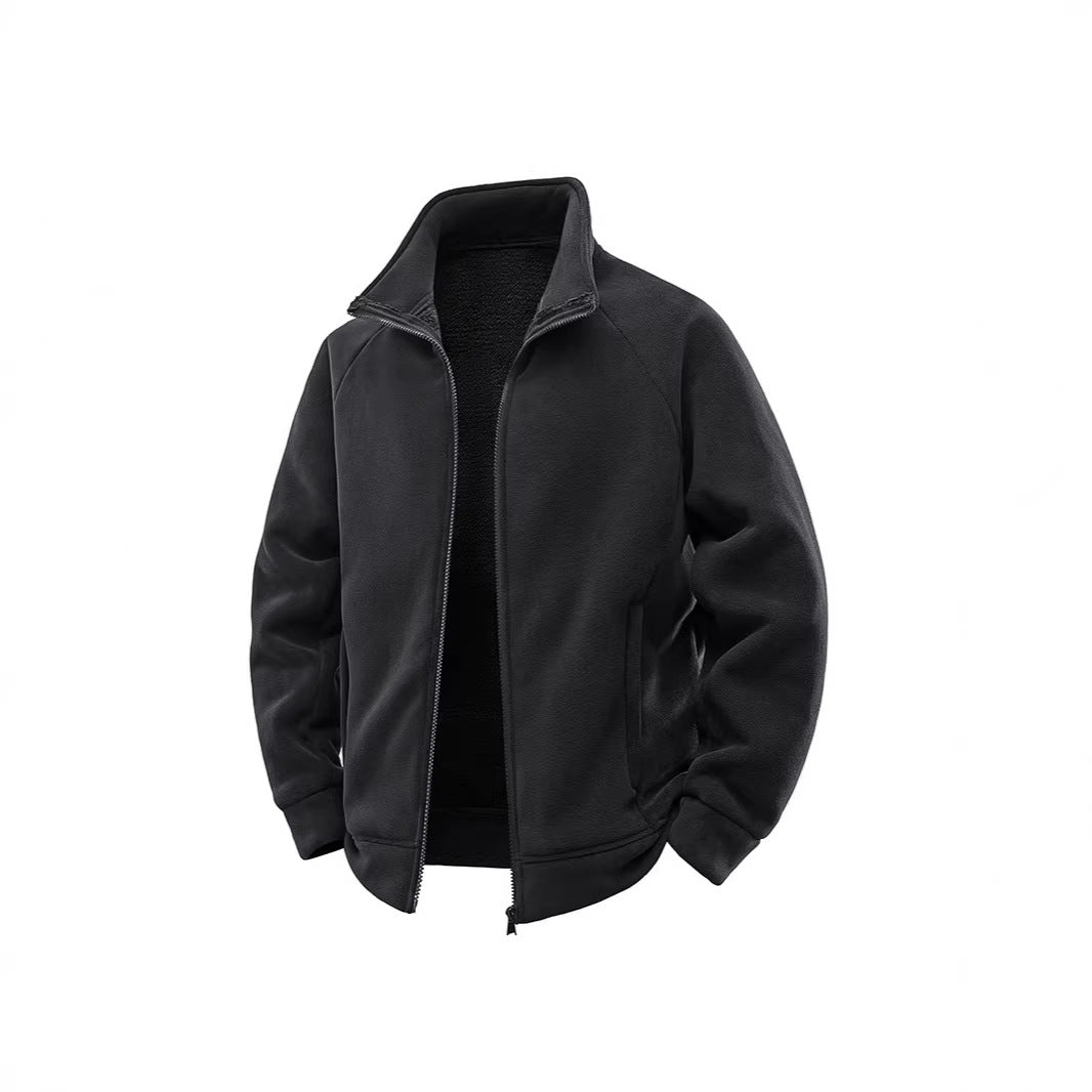 Męska fleece termiczny kurtka z double-warstwa teddy wner lwwg i wysoki stójką