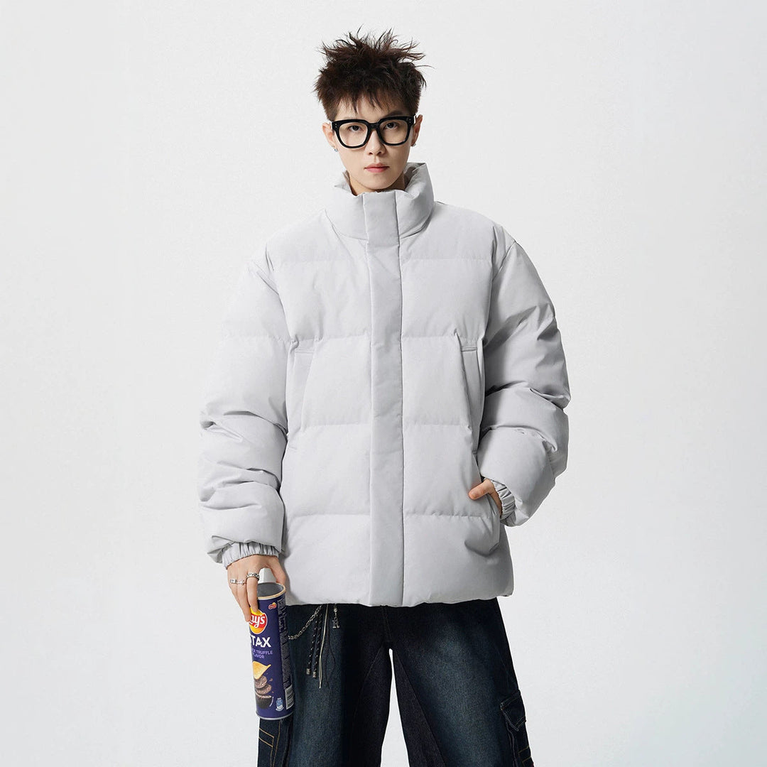 Męski Krótki Krój Oversized Pikowany Kurtka z Wysoki kołnierz