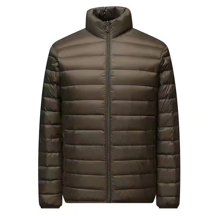 Męska ultra-lekka packable micro pikowana kurtka z stójką, ocieplana wsulation i wwd-resistant shell