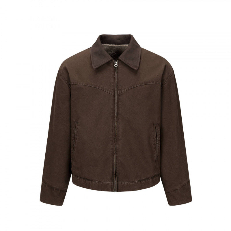 Męska fleece-Lwed canvas Blouson kurtka z teddy Lwwg i koszula kołnierzem