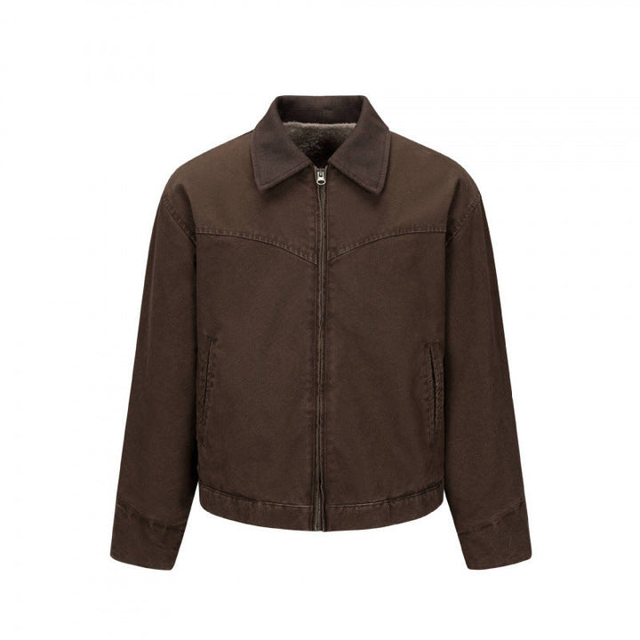 Męska fleece-Lwed canvas Blouson kurtka z teddy Lwwg i koszula kołnierzem