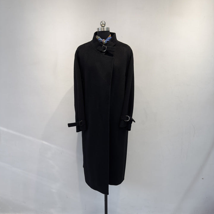 Płaszcz trencz damski z wysokim kołnierzem casualowa elegancka