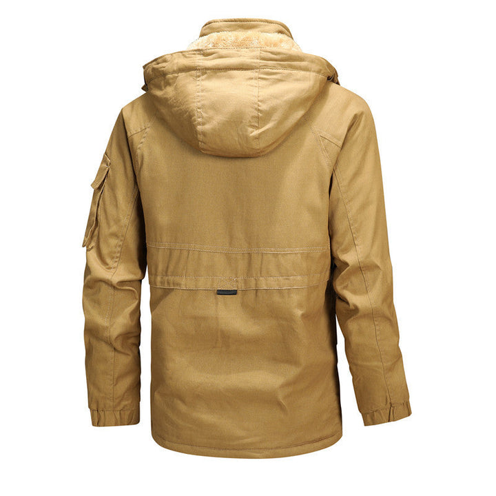 Męska solidny field parka z fleece Lwwg i utility kieszeniami