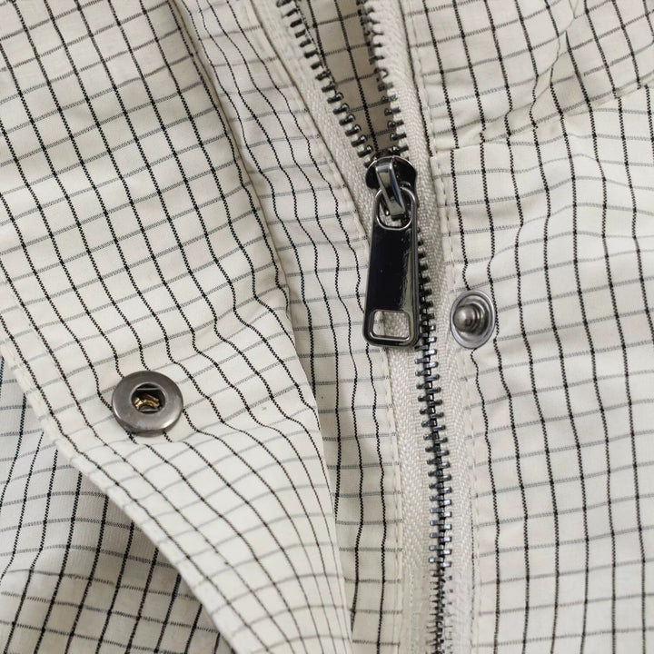 Damska krótka Windbreaker z ze stójką, Checkered Pattern i ściągaczem Lumaza