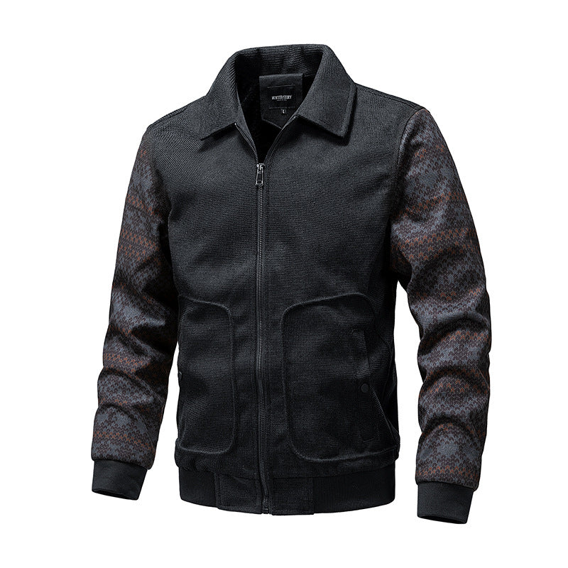 Męski zip-up knit kurtka z Norwegian rękawy