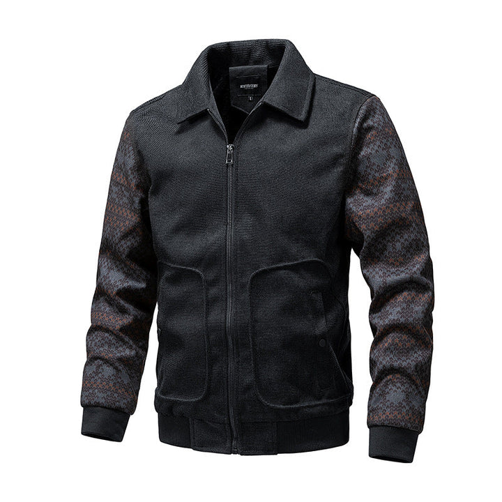 Męski zip-up knit kurtka z Norwegian rękawy