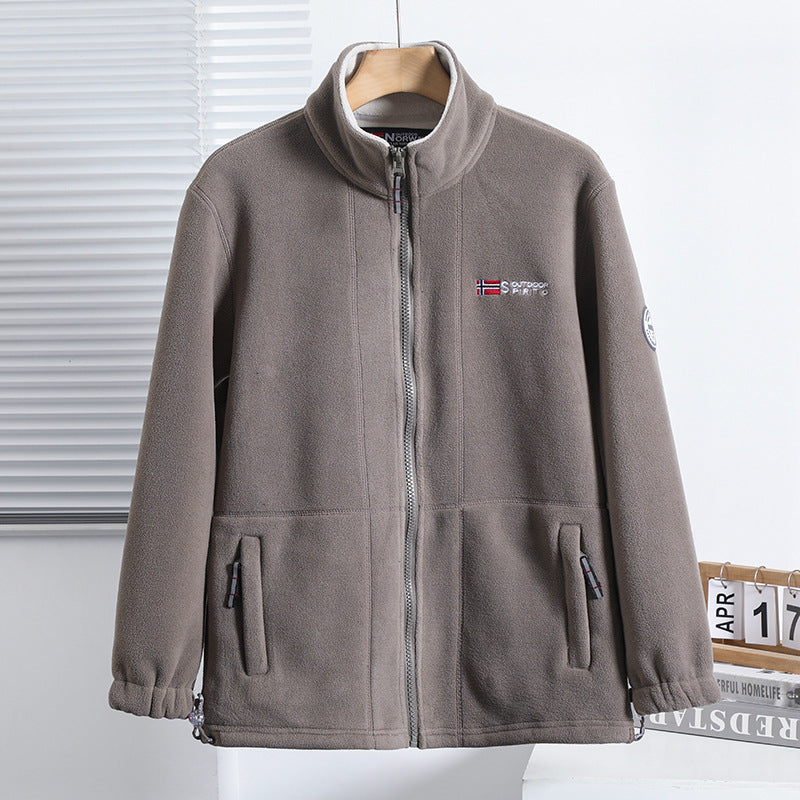 Męski microfleece pikowany kurtka z kołnierz ze stójką, elastyczne mankiety i ukryty side kieszenie