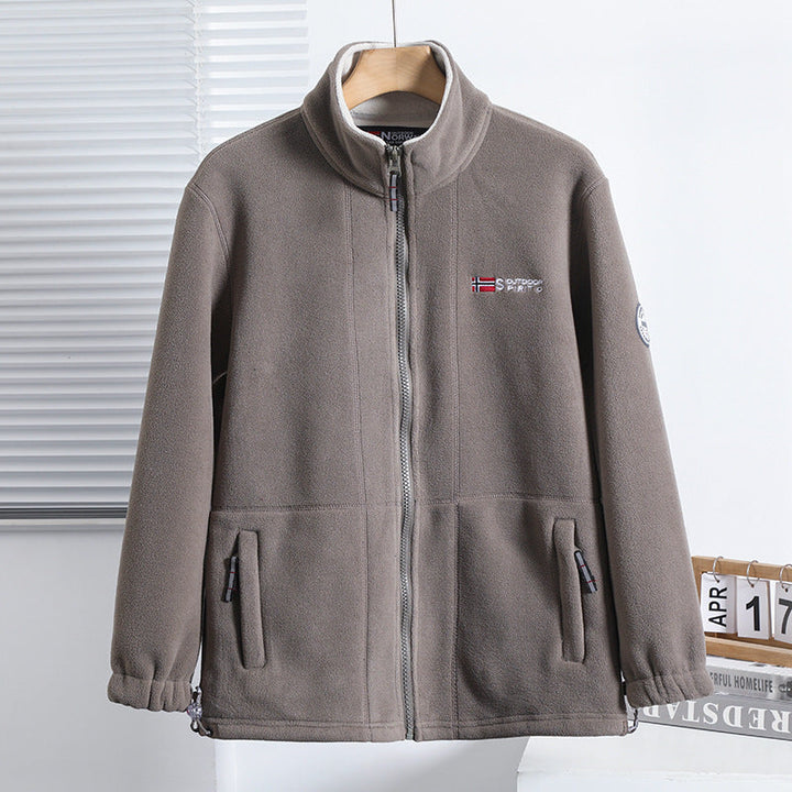Męski microfleece pikowany kurtka z kołnierz ze stójką, elastyczne mankiety i ukryty side kieszenie