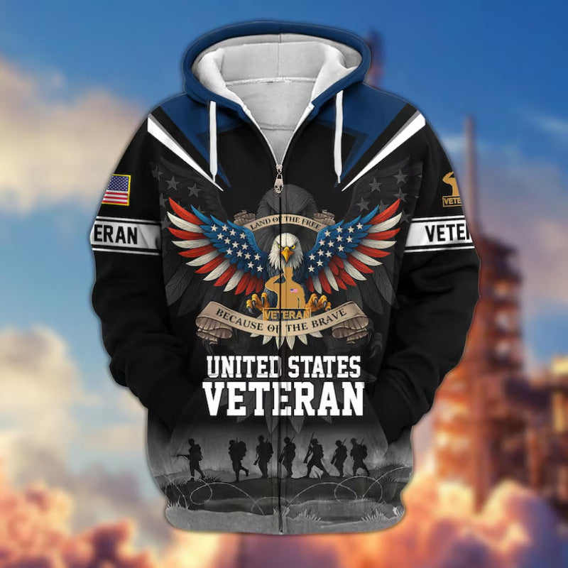 Męska bluza z kapturem z American veteran motif
