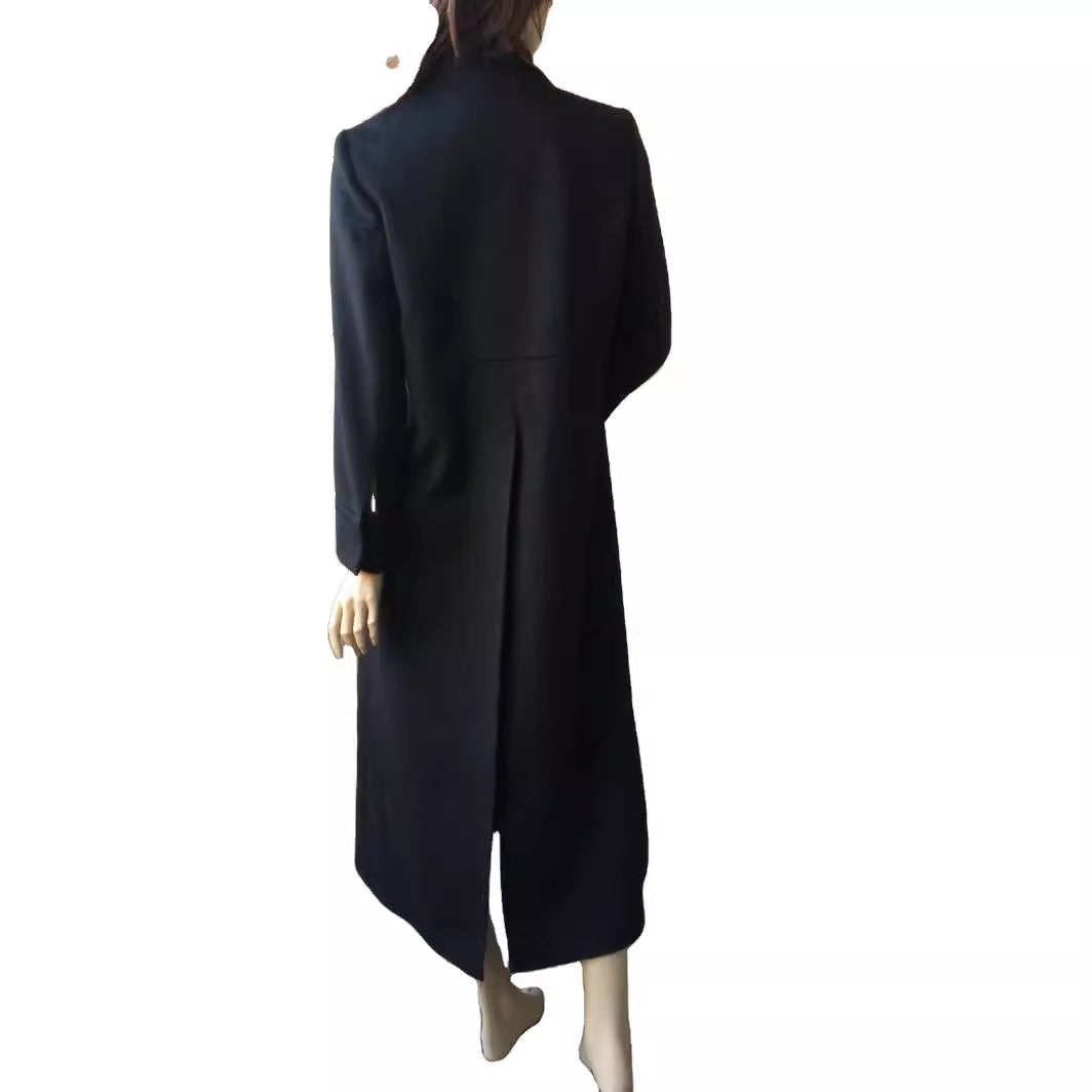 Damska Floor-Length Single-dwurzędna płaszcz z Split i taliowana Silhouette Lumaza