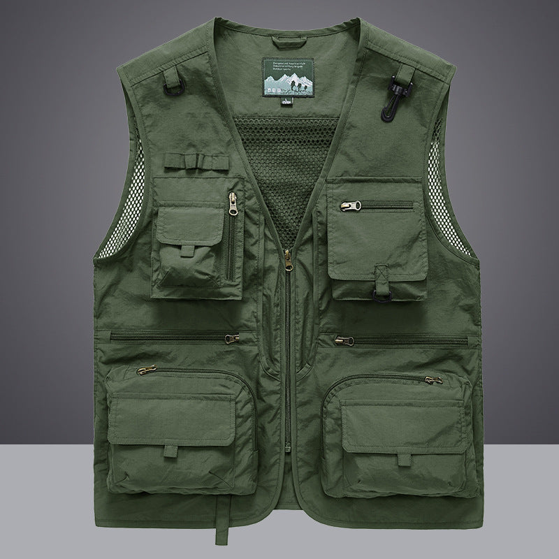 Męski Multifunctional Fishing i Kamizelka użytkowa z Siatka Inserts i Wiele Kieszenie