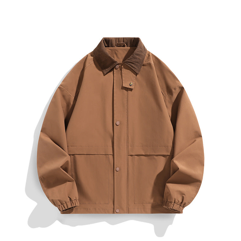 Męska oversize utility kurtka z Cord kołnierzem i zatrzask przód